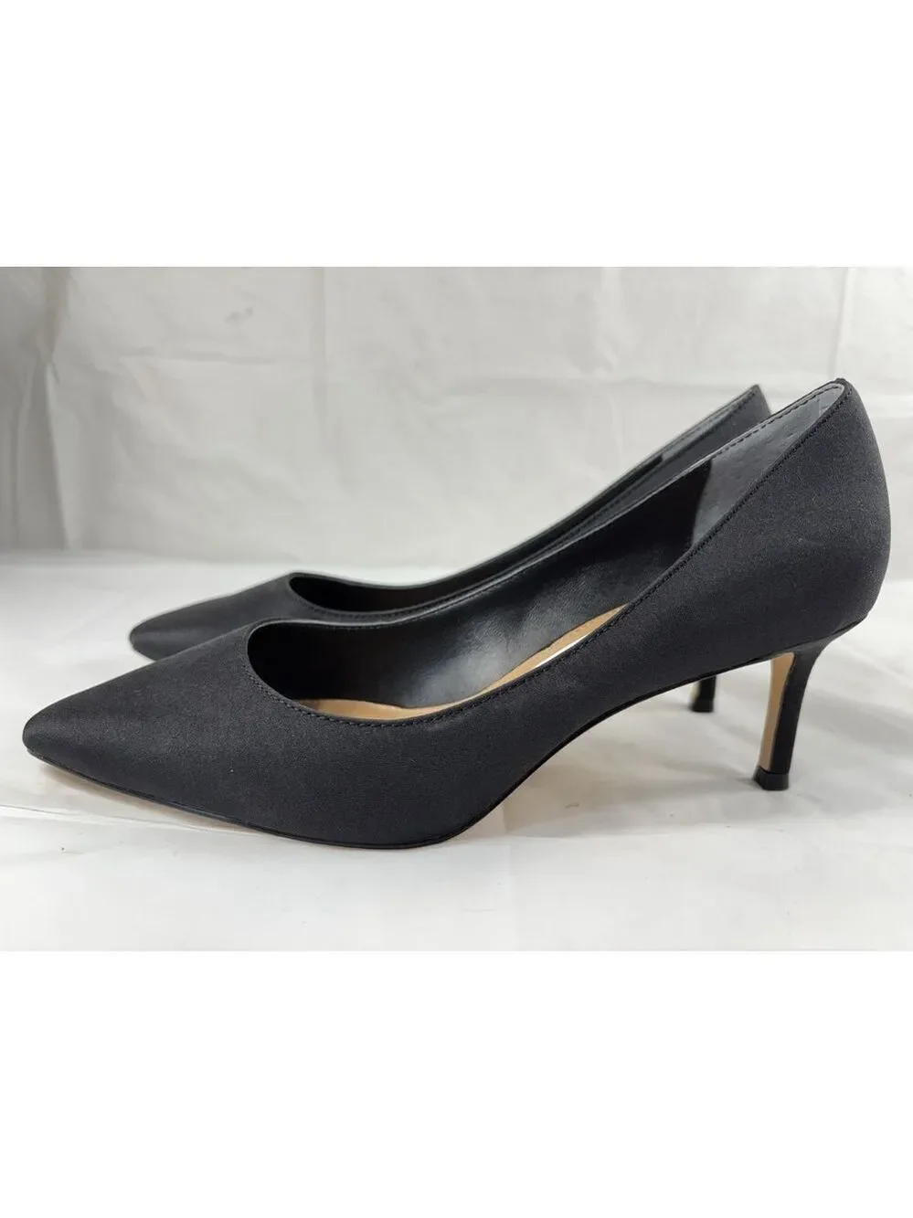 NINA 60-FP Black PEAU Fabric Women’s Pump Dress Shoe Pointy Toe size 6 W